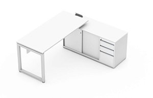 MESA C/ GAVETEIRO 3x GAVETAS / ARMÁRIO PORTAS DE CORRER - PÉ FECHADO (FE)