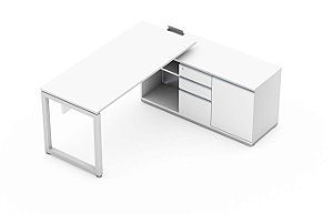 MESA C/ ARMÁRIO / GAVETEIRO 3x GAVETAS / NICHO PARA CPU - PÉ FECHADO (FE)