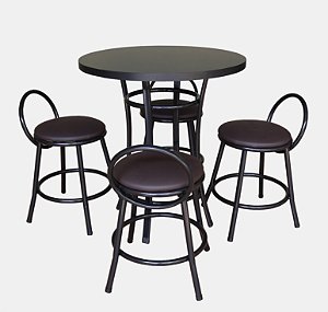 Kit Café Bar Emy Redonda com 4 Bancos – Modelo Drink Q2