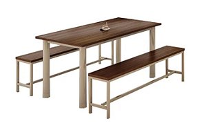 Mesa Refeitório conjunto com bancos soltos