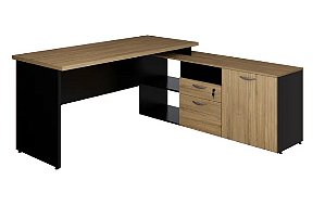 MESA DIRETOR DINÂMICA COM ARMÁRIO LATERAL PÉ PAINEL