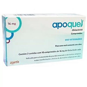 Apoquel Zoetis 16mg, 2 cartelas com 10 comprimidos - Dermatológico para Cães