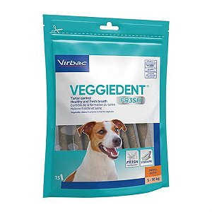 Tiras Mastigáveis VeggieDent Fresh para Cães Virbac - 5 a 10 KG