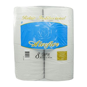 Papel Higiênico Rolão Branco com 8 Rolos de 300m Alveflor