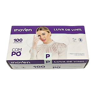 Luva de Vinil com Pó Pequena (P) com 100 Unidades Inoven