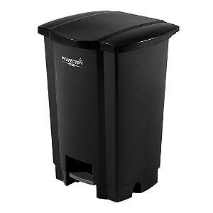 Lixeira 50L Preta com Pedal • PerfectPro