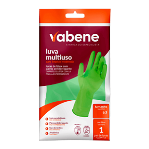 Luva de Látex Verde para Limpeza Moderada (M) com 2 Unidades | Vabene