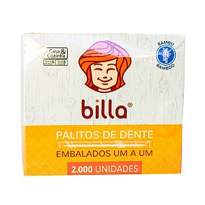 Palito de Dente Embalados Um a Um (Sachê) com 2000 Unidades Billa
