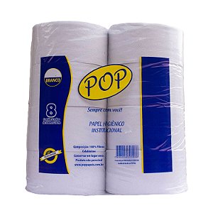Papel Higiênico Rolão Folha Simples Branco com 8 Rolos de 300m POP