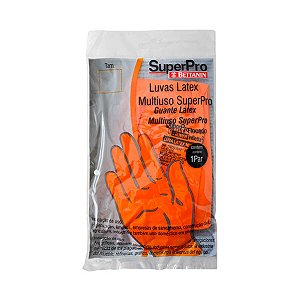 Luva de Látex Laranja Média (M) para Limpeza SuperPro Bettanin
