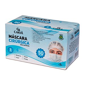 Caixa de Máscara Cirúrgica Tripla Descartável Azul com 50 Máscaras