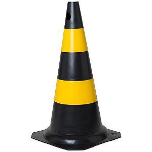 Cone em Pvc 50cm Preto e Amarelo
