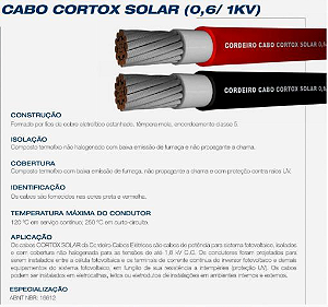 Cabo Solar CORTOX 1KV 4mm² Preto