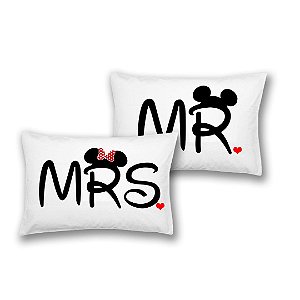 Par de Fronhas Mrs. & Mr. - Mickey e Minnie