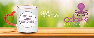 Caneca Alça Coração em Cerâmica - Várias Cores - Personalize