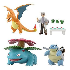 Pokemon Scale World Kanto Region Professor Oak, Charizard, Blastoise & Venusaur Set of 4 Figures