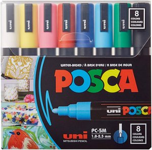 Caneta Posca  Kit Estojo Com 8 Cores Soft Pc-5m