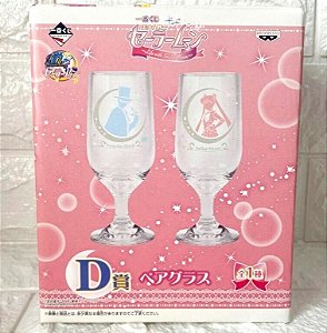 304 - Sailor Moon Pair Glass Ichiban Kuji prize Tsukino Usagi & Tuxedo Mask