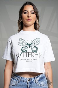 Cropped oversized white - butterfly