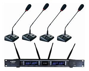 Microfone Sem Fio Quadruplo KSR pro kt4c Goosenck Digital 40 canais