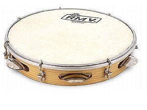 PANDEIRO 10" PELE DE COURO CORPO MADEIRA RMV PPA0182 PROF.