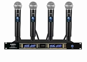 Microfone Sem Fio Quadruplo de Mão KSR pro kt4c Digital 192 canais