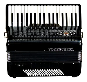 ACORDEON TODESCHINI 80 BAIXOS 37 TECLAS E PRETO COM BAG YW870 TODESCHINI