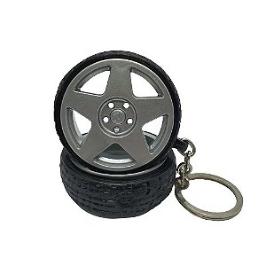 Chaveiro de Roda Miniatura Tarmac com Pneu de Borracha