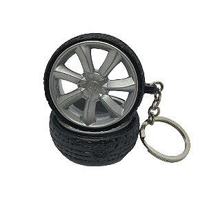 Chaveiro de Roda Miniatura Santorini com Pneu de Borracha