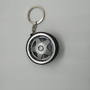 Chaveiro de Roda Miniatura Borbet Cinza com Pneu de Borracha