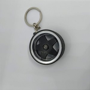 Chaveiro de Roda Miniatura Borbet Preta com Pneu de Borracha