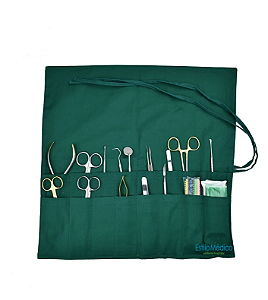 01 - Campo cirúrgico porta tesoura – medindo: 0,45 x 0,45 cm.