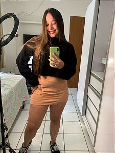 Tricot Mousse Manga Fofa Preto