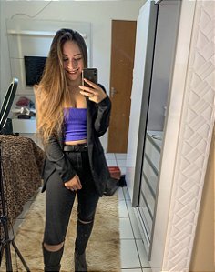 Calça Hot Pants Preta com Rasgos