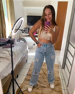 Calça Jeans Mom Clara Destroyed