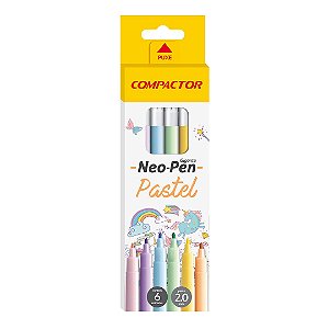Canetinha Hidrocor - Neo-Pen - 6 Cores - Tons Pastel - Compactor 