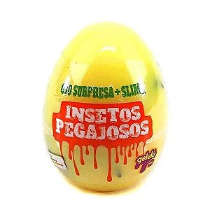 Ovo Surpresa com Slime Insetos Pegajosos - Doce Brinquedo