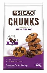 Cobertura Sabor Chocolate Meio Amargo Chunks 1,01 kg - Sicao
