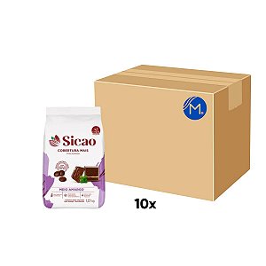 Caixa Cobertura Meio Amargo gotas com 10 pacotes de 1,01Kg - Sicao