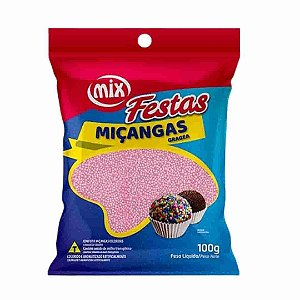 Confeito Miçangas Rosa Bebê Mix 100g