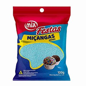 Confeito Miçangas Azul Bebê Mix 100g