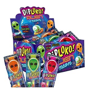 Pirulito DipLoko Alien Neon com 30 unidades