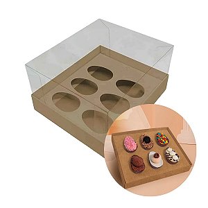 Caixa Kraft para 6 Meios Ovos 50g Pacbox com 10 unidades