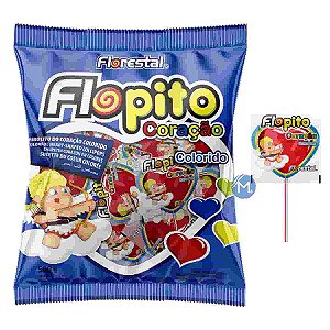 Pirulito Flopito Coração Colorido Florestal 500g