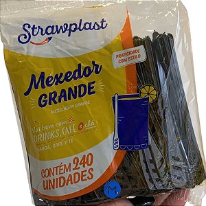 Mexedor Grande Descartável Preto Strawplast com 240 unidades