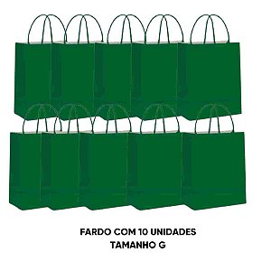 Sacola de Papel Verde G 32x26,5x13cm Carber com 10 unidades