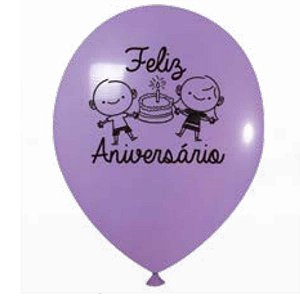 Balão Big Estampado Feliz Aniversário Lilás Joy Unitário
