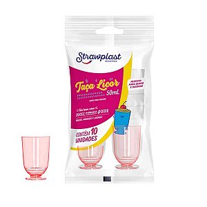 Taça Plástica Rosa Neon 50ml Strawplast com 10 unidades