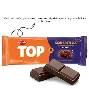 Cobertura Fracionada em Barra Chocolate Blend Top 1,010kg Harald