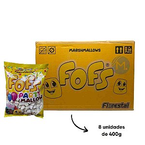 Caixa Marshmallow Fofs Party Mallow Branco com 8 unidades de 400g Florestal